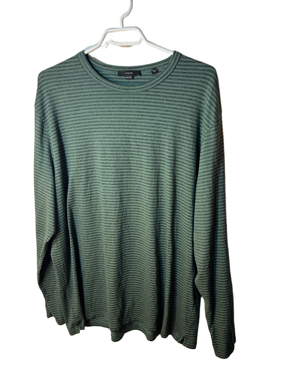 Vince Men's Green Striped Long-Sleeve Sweater XXL